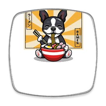 Boston Terrier - Viereckiger Kühlschrankmagnet - Weiß - Vorne