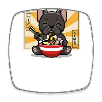 Black French Bulldog - Square fridge magnet - white - Front