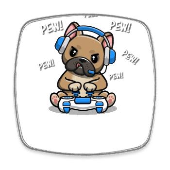 Französische Bulldogge - Viereckiger Kühlschrankmagnet - Weiß - Vorne