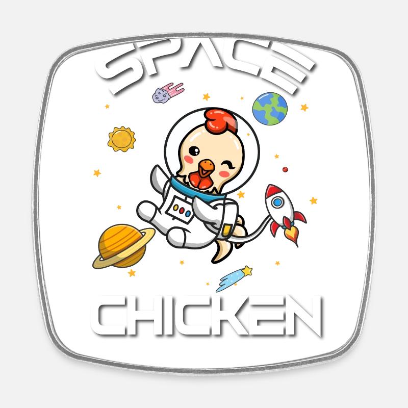 Poulet - Magnet carré - blanc