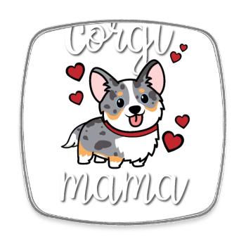 Merle Corgi bleu - Magnet carré - blanc - Devant