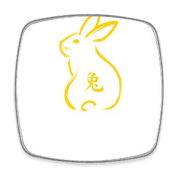 Joyeux Nouvel An chinois 2023 Année du Lapin - Magnet carré - blanc - Devant