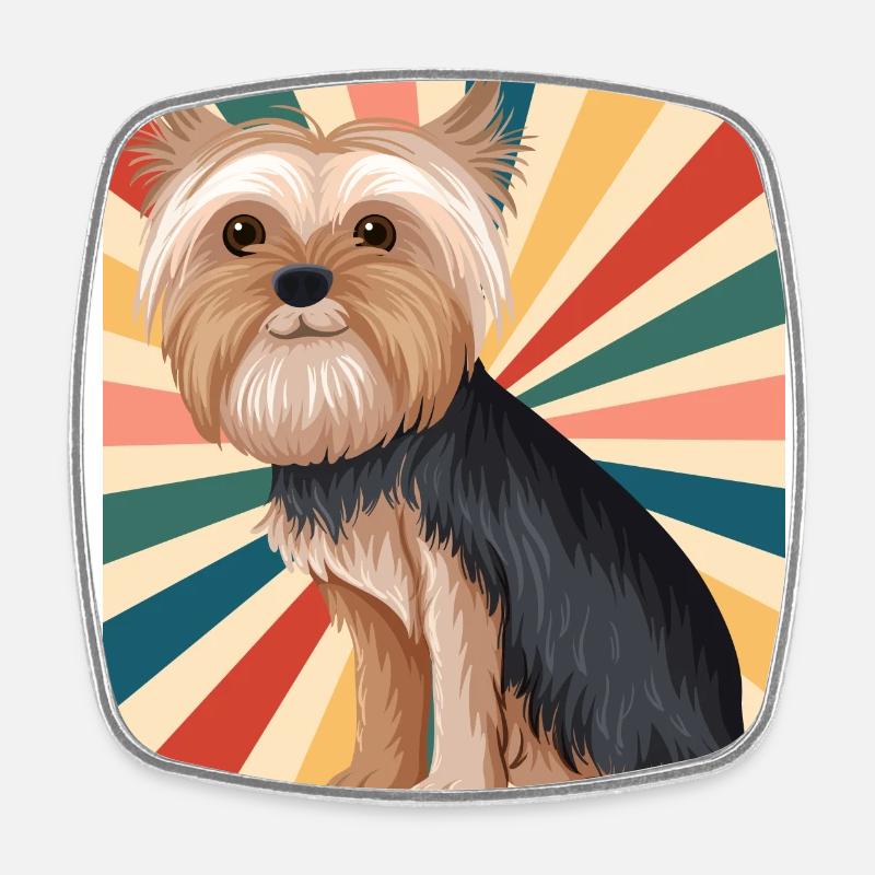 Mignon Yorkshire Terrier Race de chien 80s 90s Rétro - Magnet carré - blanc