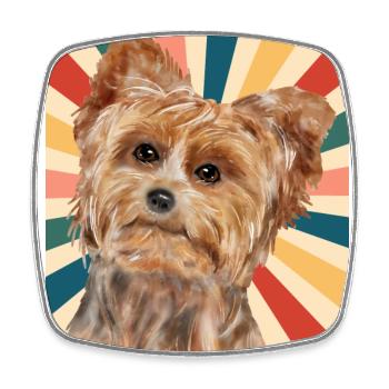 Niedliche Yorkshire Terrier Hunderasse 80er 90er Jahre Retro - Viereckiger Kühlschrankmagnet - Weiß - Vorne