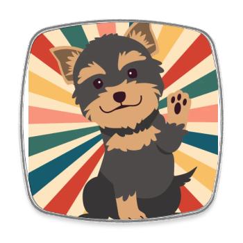 Niedliche Yorkshire Terrier Hunderasse 80er 90er Jahre Retro - Viereckiger Kühlschrankmagnet - Weiß - Vorne