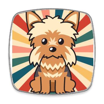 Cute Yorkshire Terrier Dog Breed 80s 90s Retro - Square fridge magnet - white - Front