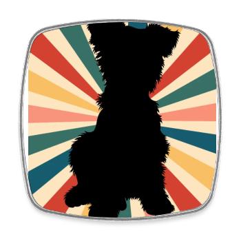 Niedliche Yorkshire Terrier Hunderasse 80er 90er Jahre Retro - Viereckiger Kühlschrankmagnet - Weiß - Vorne
