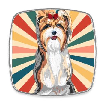 Cute Yorkshire Terrier Dog Breed 80s 90s Retro - Square fridge magnet - white - Front