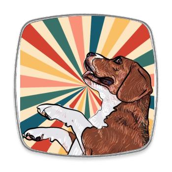 Nette Beagle Hunderasse 80er 90er Jahre Retro Stil Vintage - Viereckiger Kühlschrankmagnet - Weiß - Vorne