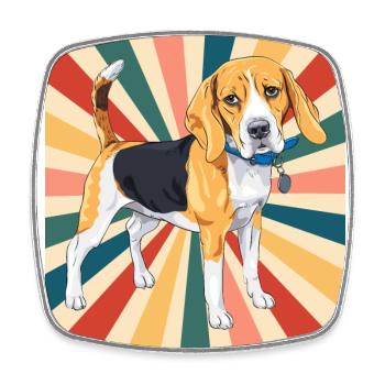 Nette Beagle Hunderasse 80er 90er Jahre Retro Stil Vintage - Viereckiger Kühlschrankmagnet - Weiß - Vorne