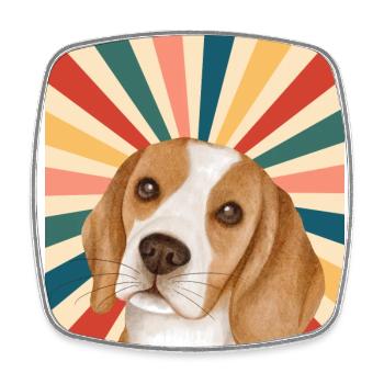 Nette Beagle Hunderasse 80er 90er Jahre Retro Stil Vintage - Viereckiger Kühlschrankmagnet - Weiß - Vorne
