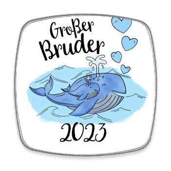 Großer Bruder 2023 - Süße Wale Geschenk Idee - Viereckiger Kühlschrankmagnet - Weiß - Vorne