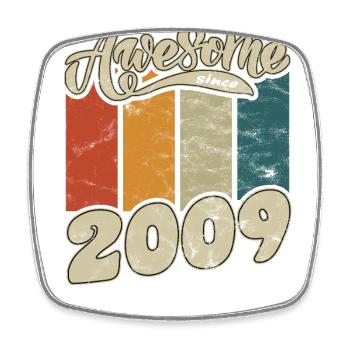 2009 Birthday Awesome since Retro - Square fridge magnet - white - Front
