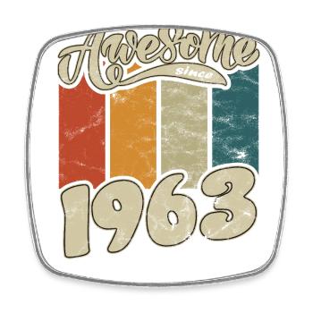 1963 Geburtstag Awesome since Retro - Viereckiger Kühlschrankmagnet - Weiß - Vorne