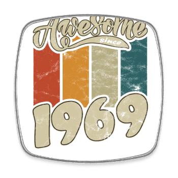 1969 Birthday Awesome since Retro - Square fridge magnet - white - Front