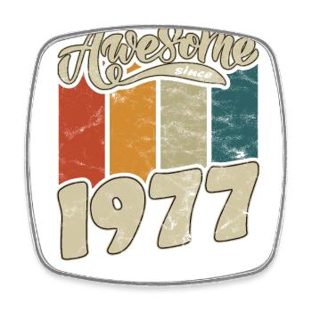 1977 Geburtstag Awesome since Retro - Viereckiger Kühlschrankmagnet - Weiß - Vorne
