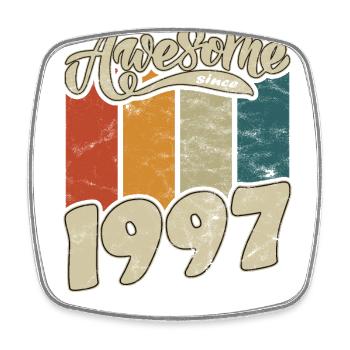 1997 Birthday Awesome since Retro - Square fridge magnet - white - Front