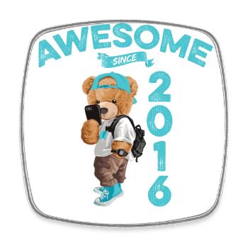 2016 Geburtstag Teddy Bär Awesome since - Viereckiger Kühlschrankmagnet - Weiß - Vorne