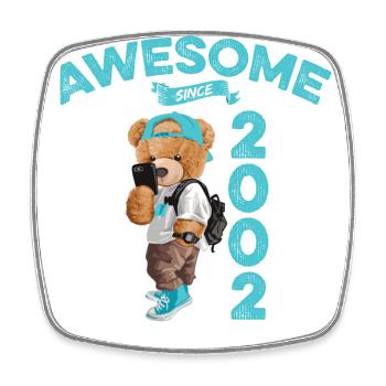 2002 Geburtstag Teddy Bär Awesome since - Viereckiger Kühlschrankmagnet - Weiß - Vorne