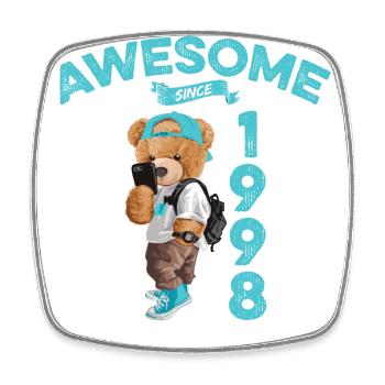 1998 Geburtstag Teddy Bär Awesome since - Viereckiger Kühlschrankmagnet - Weiß - Vorne