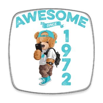 1972 Geburtstag Teddy Bär Awesome since - Viereckiger Kühlschrankmagnet - Weiß - Vorne
