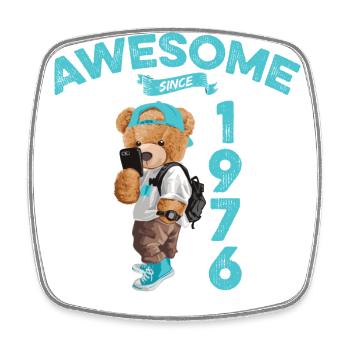 1976 Geburtstag Teddy Bär Awesome since - Viereckiger Kühlschrankmagnet - Weiß - Vorne