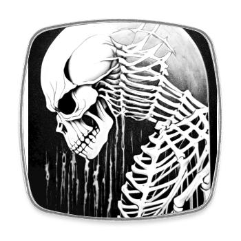 Grindcore Okkulter Horror Totenkopf Kunst Death Metal Thr - Viereckiger Kühlschrankmagnet - Weiß - Vorne