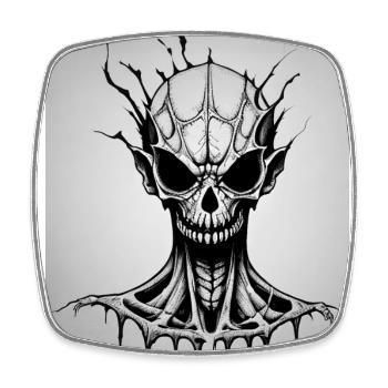 Grindcore Okkulter Horror Totenkopf Kunst Death Metal Thr - Viereckiger Kühlschrankmagnet - Weiß - Vorne
