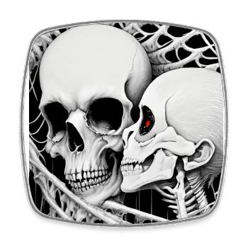 Okkultes Horror Skull Paar Art Death Metal Thrash - Viereckiger Kühlschrankmagnet - Weiß - Vorne