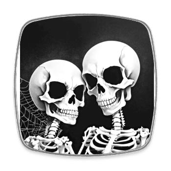 Grindcore Occult Horror Skull Couple Art Death Me - Viereckiger Kühlschrankmagnet - Weiß - Vorne