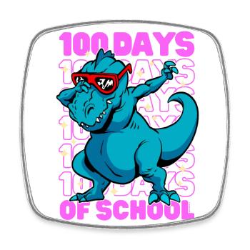 100 Tage Schulen Dinosaurier DAB T-REX Pink - Viereckiger Kühlschrankmagnet - Weiß - Vorne