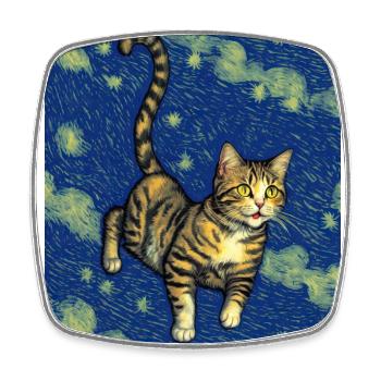 Surreal Impressionistic Cat Impressionism Cats Pa - Square fridge magnet - white - Front