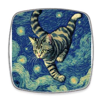 Impressionistische Katze Impressionismus Katzen Malerei C - Viereckiger Kühlschrankmagnet - Weiß - Vorne