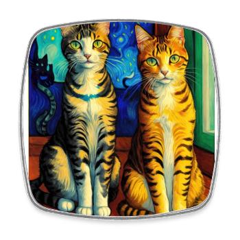Impressionistic Cat Impressionism Cats Painting C - Square fridge magnet - white - Front