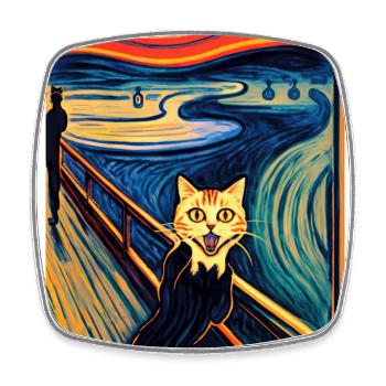 Impressionistic Cat Screaming Impressionism Cats - Square fridge magnet - white - Front