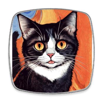 Impressionistisch Lustige Katze Schreiende Impressionismus - Viereckiger Kühlschrankmagnet - Weiß - Vorne