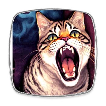 Impressionistic Funny Cat Screaming Impressionism - Square fridge magnet - white - Front