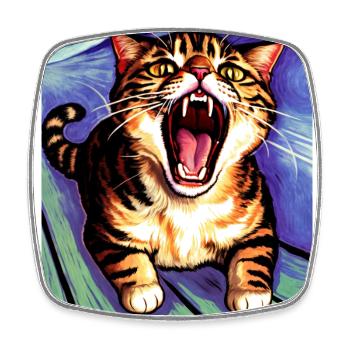 Impressionistisch Lustige Katze Schreiende Impressionismus - Viereckiger Kühlschrankmagnet - Weiß - Vorne