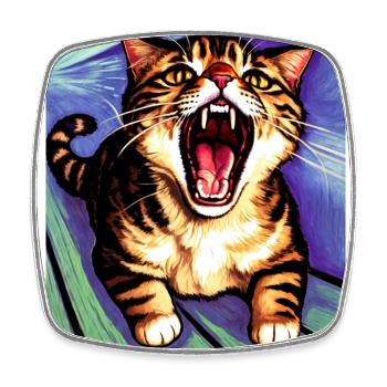 Impressionistisch Lustige Katze Schreiende Impressionismus - Viereckiger Kühlschrankmagnet - Weiß - Vorne