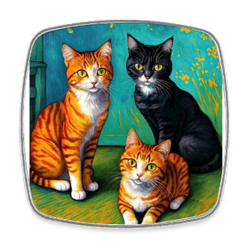 Surreal Impressionistic Cat Impressionism Cats Ar - Square fridge magnet - white - Front
