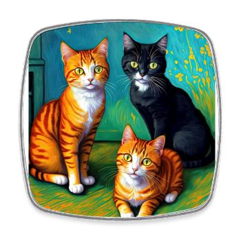 Surreale impressionistische Katze Impressionismus Katzen Ar - Viereckiger Kühlschrankmagnet - Weiß - Vorne