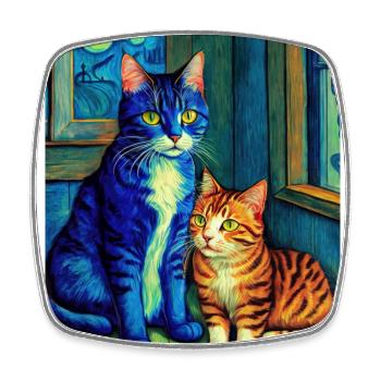 Surreale impressionistische Katze Impressionismus Katzen Ar - Viereckiger Kühlschrankmagnet - Weiß - Vorne