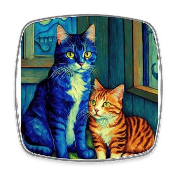 Surreale impressionistische Katze Impressionismus Katzen Ar - Viereckiger Kühlschrankmagnet - Weiß - Vorne