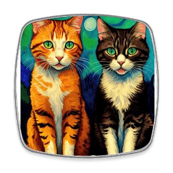 Surreale impressionistische Katze Impressionismus Katzen Ar - Viereckiger Kühlschrankmagnet - Weiß - Vorne