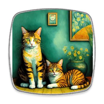 Surreal Impressionistic Cat Impressionism Cats Ar - Square fridge magnet - white - Front