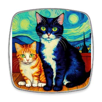 Surreal Impressionistic Cat Impressionism Cats Ar - Square fridge magnet - white - Front