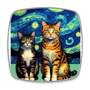 Surreale impressionistische Katze Impressionismus Katzen Ar - Viereckiger Kühlschrankmagnet - Weiß - Vorne
