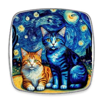 Surreale impressionistische Katze Impressionismus Katzen Ar - Viereckiger Kühlschrankmagnet - Weiß - Vorne