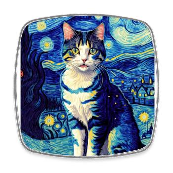 Surreale impressionistische Katze Impressionismus Katzen Ar - Viereckiger Kühlschrankmagnet - Weiß - Vorne