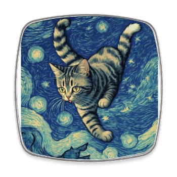 Surreal Impressionistic Cat Impressionism Cats Ar - Square fridge magnet - white - Front